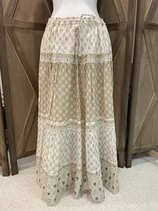 Vintage Cottagecore Damen Gr. L Rüschen Maxirock beige Liz Claiborne feminin - Bild 1 von 15