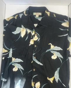 Vintage Tommy Bahama Hawaiian 100% Silk Shirt Mens Medium Short Sleeve Floral - Picture 1 of 9