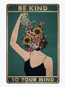 Be Kind to Your Mind Vintage Blechschilder Hippie Boho Wandbild Ermutigung Gif... - Bild 1 von 7