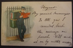 1904 LANCE THACKERAY Comic POST QUICK DELIVERY MESSENGER READ COMIC URGENT Humor - Imagen 1 de 2