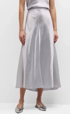 Falda sin Mangas Vince Plateada Transparente Panelada Satén Midi Minimalista Lujo Talla 8 Nueva con Etiquetas Foto 1 de 4