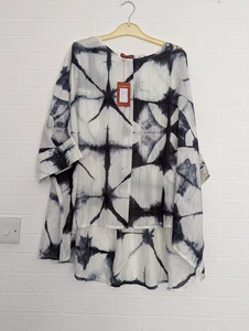 New Bianco Levrin Silk Rene Shirt Size M StarTie Dye Black and White Lightweight - Picture 1 of 6