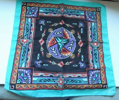 Pañuelo Vintage Turquesa Navajo Thunderbird Bandana Nativo WAMCRAFT EE. UU. Foto 1 de 4