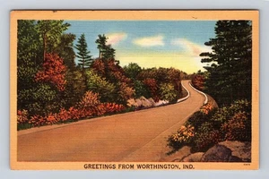 Worthington IN-Indiana, Greetings, Scenic Roadway, Vintage Postcard - Picture 1 of 2