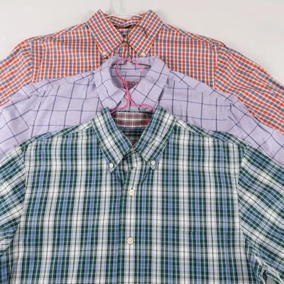 LOTE DE 3 camisas Izod de manga larga con botones para hombre TALLA S pequeñas a cuadros Foto 1 de 4