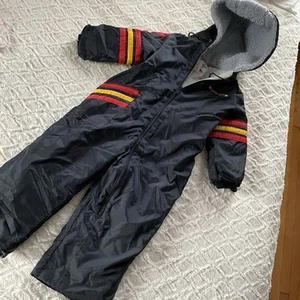 Vintage 80’s 90’s Weather Tamer Boys Sz 5 Snowsuit Zip Up Black Red Yellow Strip - Picture 1 of 3