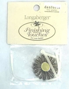 Longaberger Basket Tie On Danforth Fine Pewter Purple Daisy Flower NEW - Picture 1 of 3