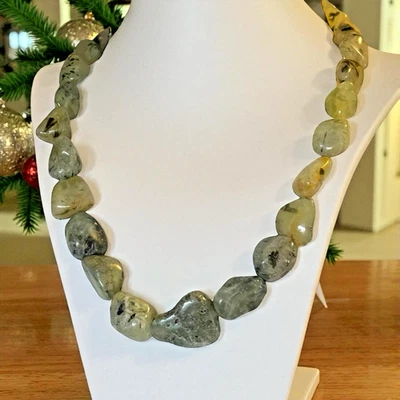 NEW Jay King DTR 925 Sterling Natural African Green Serpentine Chunky Necklace - Image 1 of 4
