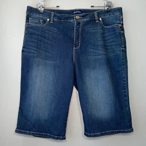 Bandolino Bermuda Shorts Women Size 18 Blue Stretch Denim Casual Jorts Skimmers - Picture 1 of 12