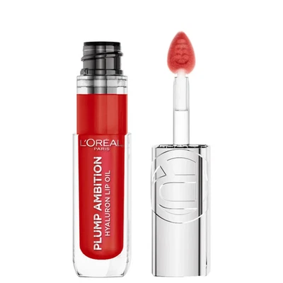 Aceite labial L'Oréal Plump Ambition Hyaluron - 380Rouge in Love, cuidado 24 horas Foto 1 de 2