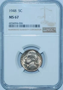 1948 P NGC MS67 Jefferson Nickel - Picture 1 of 2
