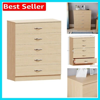 Durable 5 Drawer Chest of Drawers with Metal Runners - Perfect Bedroom Storage - image 1 of 4