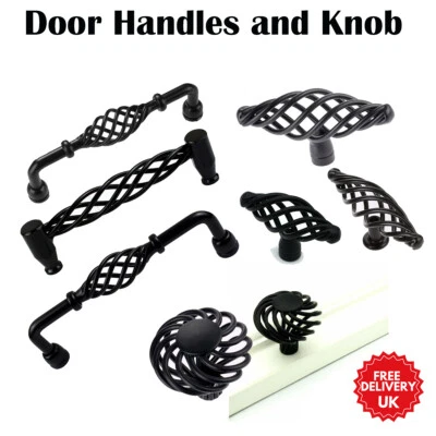 Black Furniture Handles Cabinet Door Knobs Cupboard Kitchen Drawer Pull Handles - Image 1 of 4