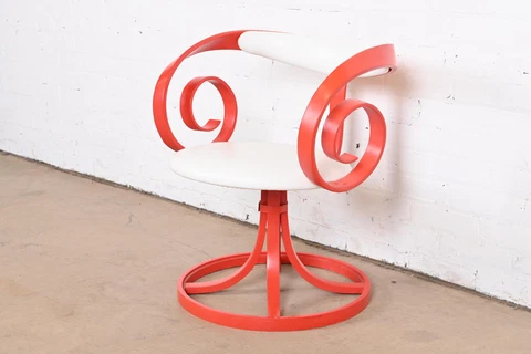 George Mulhauser for Plycraft Red Sultana Swivel Armchair Cover