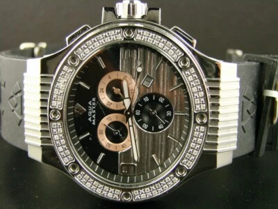 Reloj para Hombres Aqua Master Acabado Negro Genuino 1CT Diamante Firma W#206 Foto 1 de 4