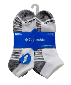 Columbia Men's 6 Pair Athletic No-Show Socks White Grey One Size New! NWT - Picture 1 of 5