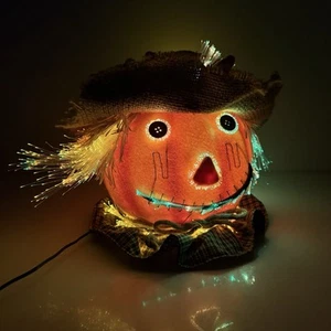 Halloween Fiber Optic Light Up Scarecrow Head Jack O Lantern Color Changing 2003 - Bild 1 von 7