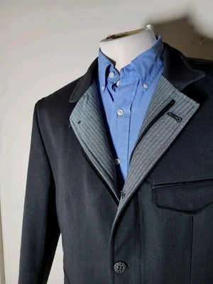 Nuevo RNT23 Negro Tonal Rayas Poli Elástico Cremallera Blazer Chaqueta Abrigo Deportivo 56 46 Foto 1 de 4