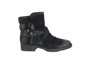 Born Eton Boots NEW sz 9 Women Black Leather Moto Bootie Burnished Shoes zipper - Picture 1 of 11