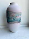 Vintage Charles Focht Studio Art Pottery Vase signed Turquoise Drip Glaze 8”