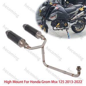 High Mount Exhaust Slip on For Honda Grom Msx 125 2013-2022 Dual Muffler 370mm - Picture 1 of 9
