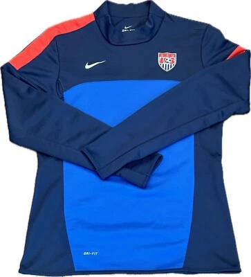 Nike EE. UU. Fútbol Nacional Azul Marino Rojo Real Cuello Simulado Sudadera Mujer Mediana Foto 1 de 4