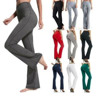 Damen Bootcut Yogahose Lange Sporthose Hohe Taille Flare Fitness Training Hosen - Bild 1 von 15
