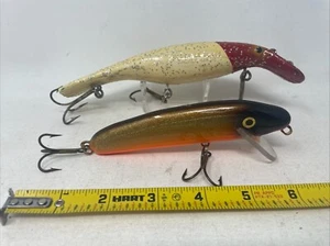 Lot of 2 Musky Lures Homer Le Blanc Swim Whizz 7 7/8” & Lil Jake 5.5”Crankbaits - Picture 1 of 9