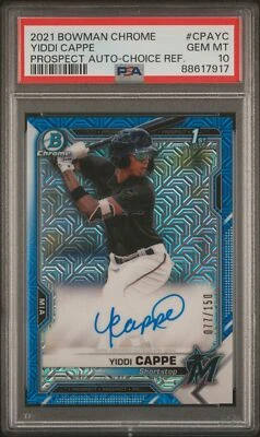 2021 Bowman Chrome #CPAYC Yiddi Cappe Auto Choice #/150 PSA 10 - Image 1 of 2