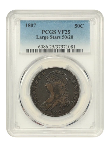 1807 50c PCGS VF25 (Capped, 50/20) Cover
