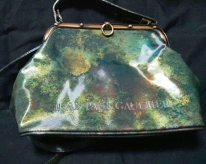 Jean Paul Gaultier Woman pouch Shoulder bag V cyber iridescent Green emboss logo - Picture 1 of 7