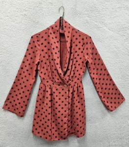 Boohoo Women Dress 4 Orange Chiffon Polka Dot Long Flared Sleeve Wrap Mini Fit - Picture 1 of 19