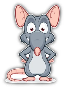 Divertida calcomanía adhesiva de parachoques de coche de dibujos animados de rata - "TALLAS" - Imagen 1 de 1