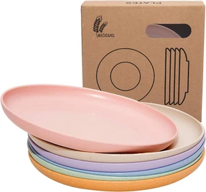 6 Pack 6" Mini Wheat Straw Plates Reusable Dishwasher Microwave Safe Unbreakable - Picture 1 of 12