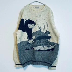 Iceberg Tom and Jerry Warner Collaboration Sweater Gray Ivory Men's rare Used - Picture 1 of 16