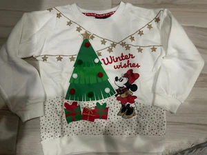 NEW girls DISNEY MICKEY MINNIE MOUSE CHRISTMAS sweatshirt SHIRT flip up size 3-4 - Picture 1 of 3
