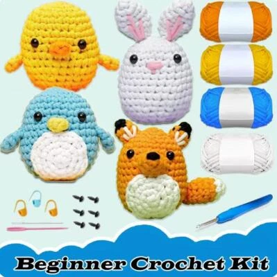 Beginner Crochet Kit with Crochet Hooks Yarn Set DIY Crochet Stuffed Animal Kits - image 1 of 4
