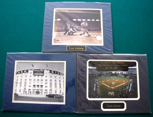 (3) 11" x 14" Passepartoutdrucke Lou Gehrig Cooperstown & Yankee Stadium Eröffnung - Bild 1 von 5