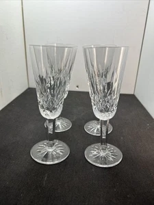 WATERFORD CRYSTAL Lismore 7.25 inch Champagne Glass Flute Footed Stem Set Of 4 - Picture 1 of 5
