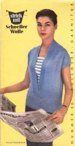 Strick mit Schoeller Wolle ; Nummer 56 Pullover - Garnitur. (Faltblatt) / Gesamt - Picture 1 of 1