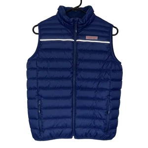 Vineyard Vines Performance Boys XL 18 Blue Duck Down Puffer Vest Fleece Lined - Picture 1 of 16