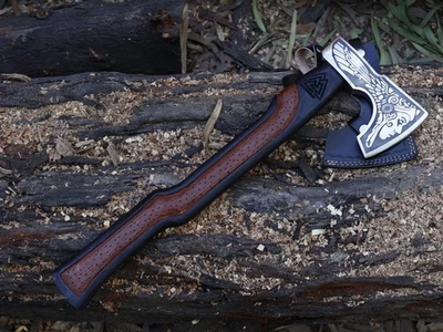 Hacha Viking Hecha a Mano Hoja de Acero al Carbono Hacha Tomahawk con L/Funda BL-4672 Foto 1 de 4