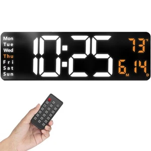 Opis Clock 1 (XXL White & Orange) – Extra Large Digital Wall Clock with Date,... - Picture 1 of 9