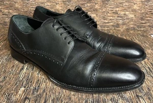 Ermenegildo Zegna Cap Toe Black Leather Derby Lace Up Shoes Loafers Mens US 11.5 - Picture 1 of 19