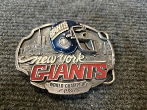 Hebilla de cinturón vintage del Campeonato de los Gigantes de Nueva York 1986 Superbowl Champs Metal - Imagen 1 de 2
