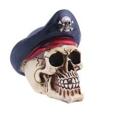 Pirate Captain Skull Head Sculpture figurine Halloween Party Decor Skull Statue 