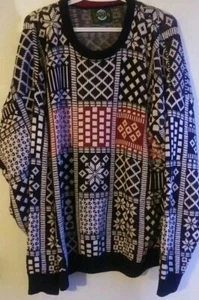 Vintage Jantzen Sweater Men Size XL Made in USA Navy Blue White Red Knit Grandpa - Picture 1 of 7