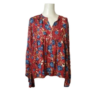 Umgee Floral Print Top Boho Hippie Festival Tunic Top Size Small Red and Blue S - Picture 1 of 6