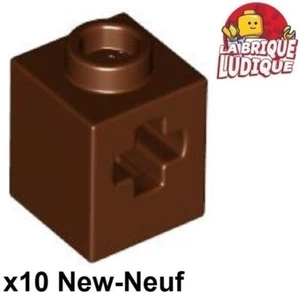 Lego Technic 10x Brique Brick 1x1 Axle Hole axe croix marron/reddish brown 73230 - Picture 1 of 1