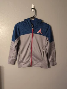 Nike Jordan Therma Fit Retro Blue Gray Boy's Full Zip Hoodie Size M Pockets - Picture 1 of 7